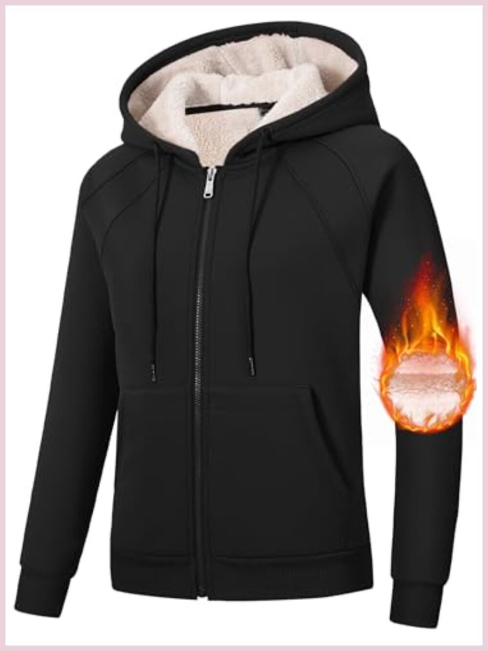 Fleece Lined Zip Up Hoodie Women Winter Coat with Pockets